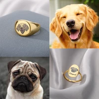 new custom portrait pet photo rings for women stainless steel customized animal picture name jewelry cat dog memorial ring gifts