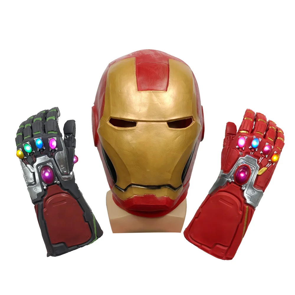 

Iron Man Cosplay Mask Glove Costume Adult Latex Helmet Halloween Gifts Accessories Props