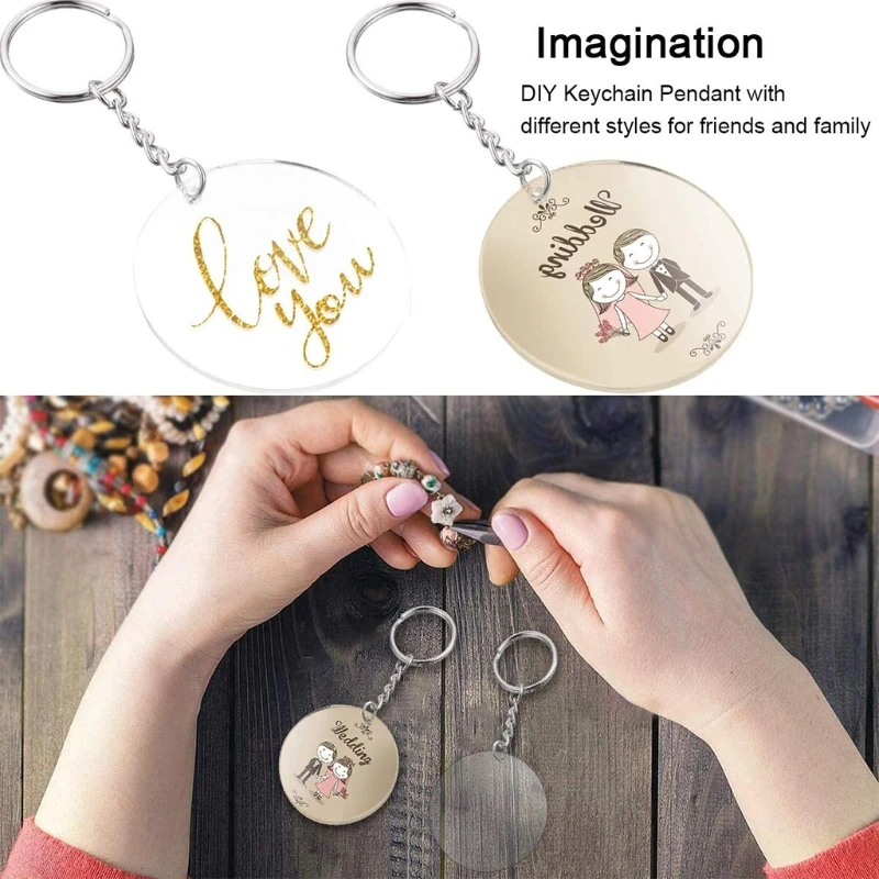 

1 Set Acrylic Keychain Blanks with for KEY Rings Jump Rings Clear Discs Circles