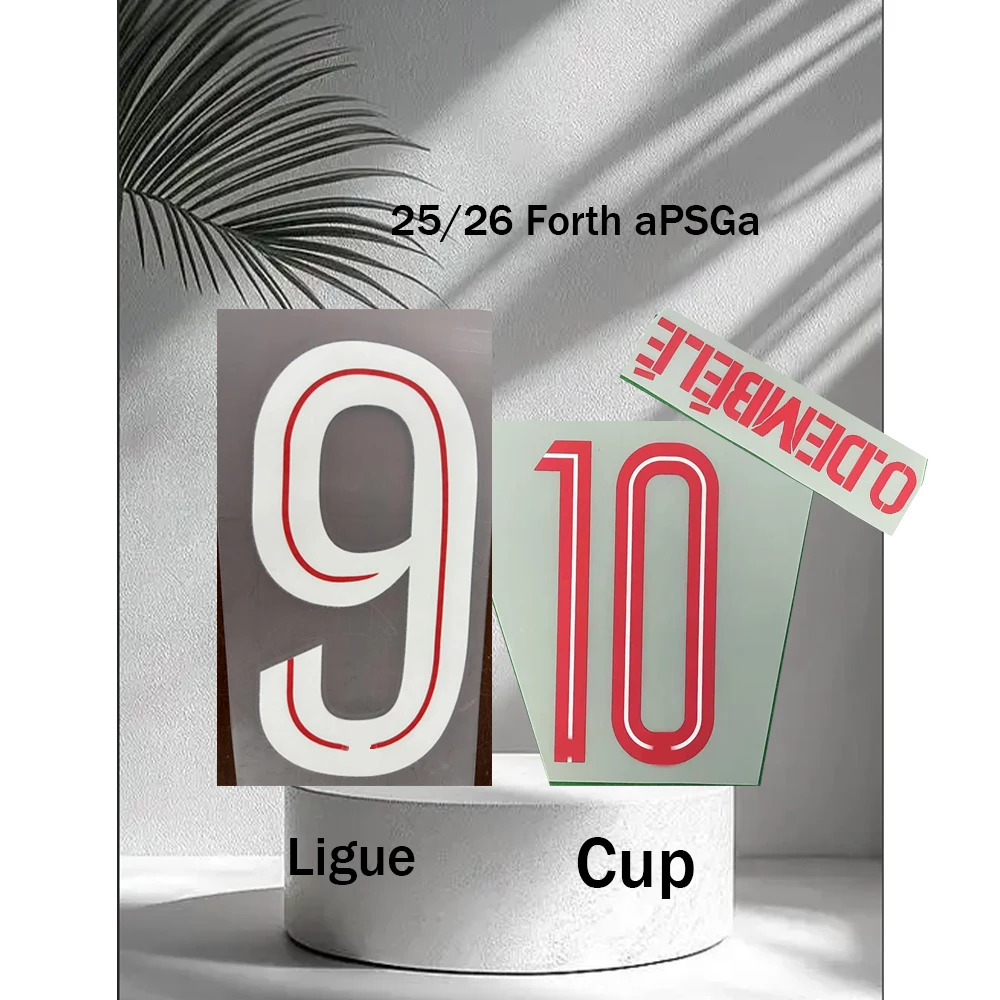 Фото Набор имен и номеров для футболок 25/26 Forth aPSGa CUP: 10O.DEMBELE, 2HAKIMI, Li Gue 4th. Высочайшее качество AAAA. CL.NAMESETS 2026. №1