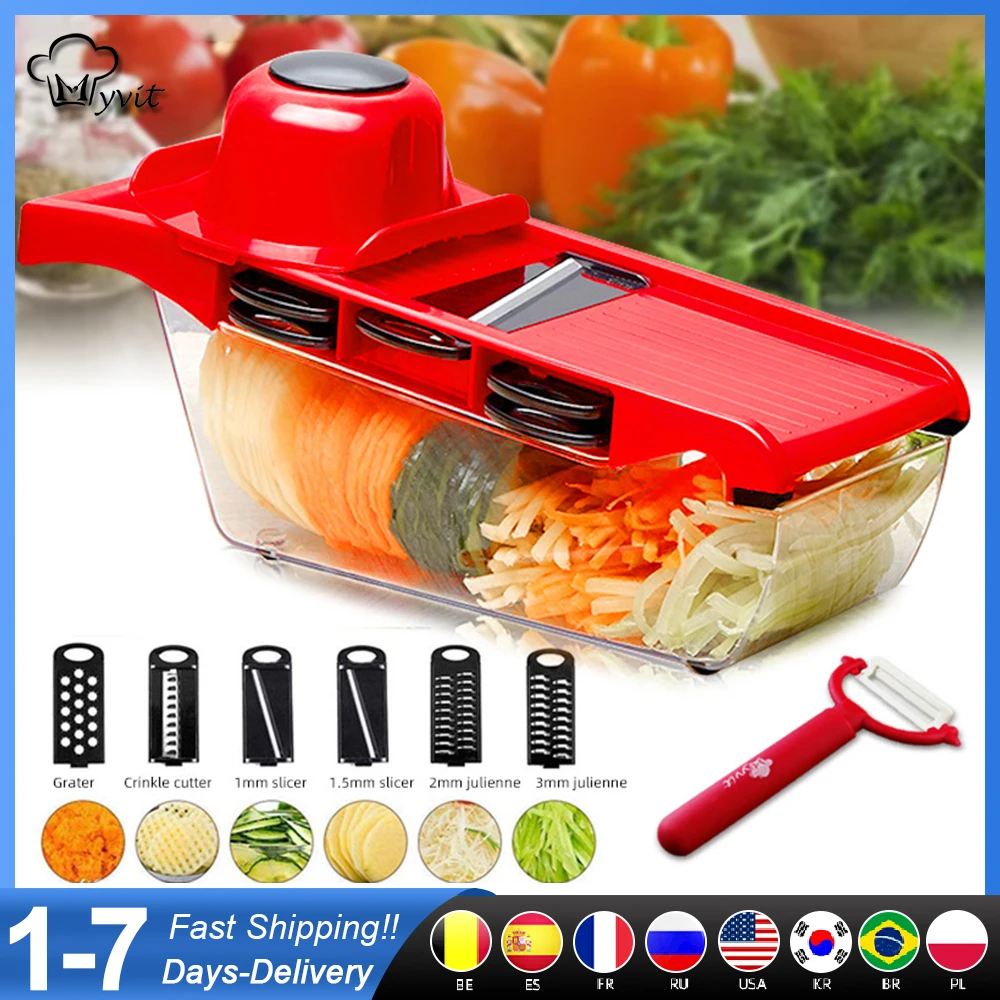 

Vegetable Cutter Grater for Vegetables Slicers Shredders Multi Slicer Peeler Carrot Fruit 6 in 1 Gadgets Vegetable Cutting Tools