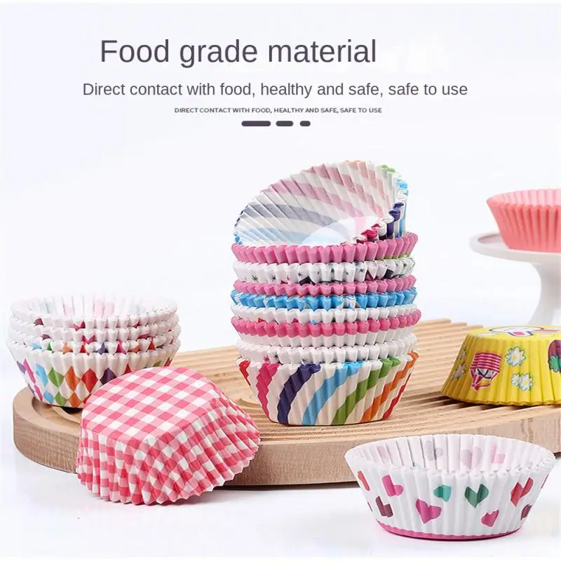 

100pcs Bakeware Cupcake Grease-proof Baking Mold Birthday Party Supplies Flower Cake Paper Cups Animal Muffin Cup