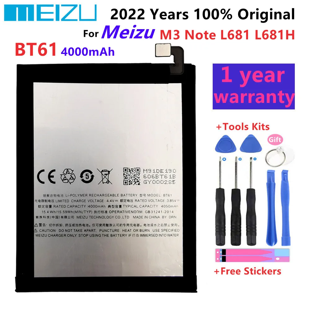 

Meizu 100% Original 4000mAh BT61 Battery For Meizu M3 Note L681 L681H Phone Latest Production Battery+Tracking Number