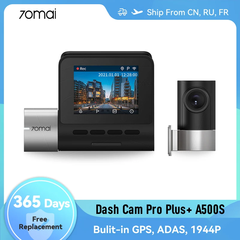 

70mai Dash Cam A500S Pro Plus+ 1944P Built-in GPS ADAS Dual-Channel Recording Auto Recording Car DVR 24 Hours Parking Monitoring