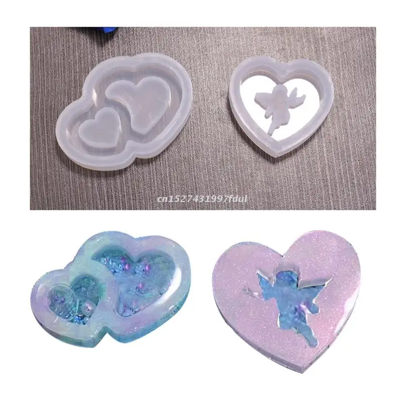 

Double Love Angel Quicksand Silicone Mold Keyring Pendant Handmade Ornament Mold Valentine's Day Birthday Gift Jewelry