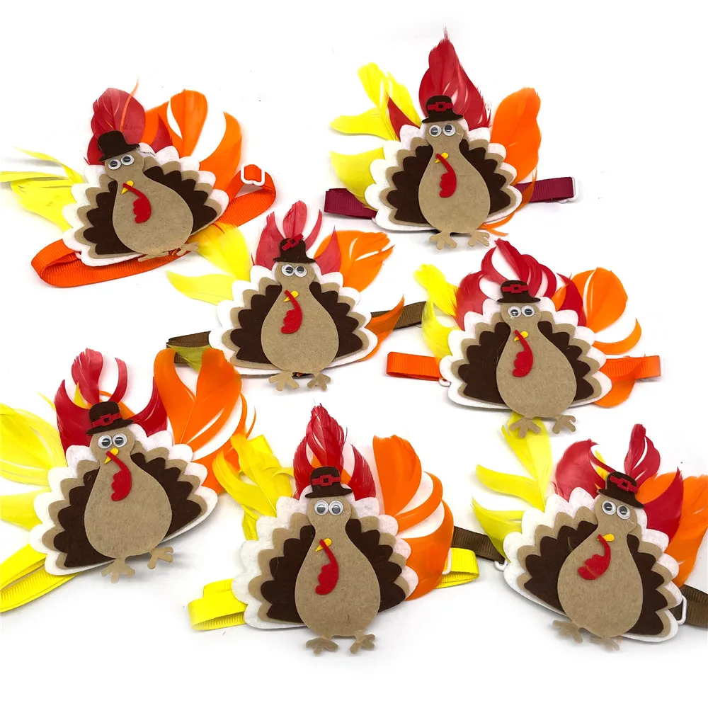

50/100pcs Pet Supplies Turkey Design Pet Dog Bow Ties Thanksgiving Small Dogs Pet Dog Bow Ties Necktie Dog Grooming Accessories