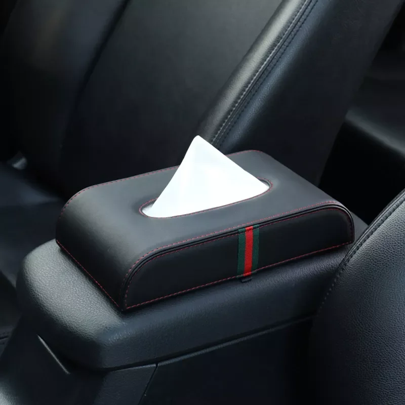 

Luxury Microfiber Leather Car Tissue Box Dashboard Armrest box Interior Storage Towel Sets Tray Paper Decoration Seat Type Box