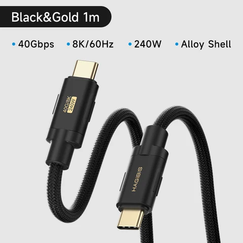 Кабель Hagibis USB C — USB C 240 Вт PD3.1 USB4 80 Гбит/с 8K при 60 Гц Мягкий кабель для быстрой зарядки для Macbook Pro iPad iPhone Ноутбук Dell XPS