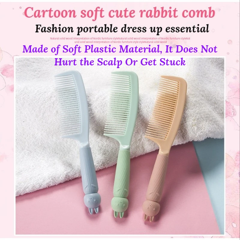 

2022 1 шт. расческа в форме кролика из мультфильма для студентов с Милая Расческа для девушек пластиковая Массажная расческа портативный масс...