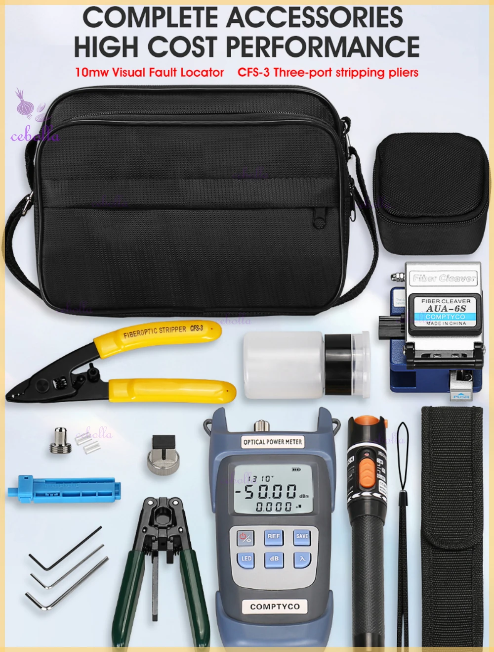 

COMPTYCO FTTH Fiber Optic Tool Kit -50 ~+ 26dBm 10mW Visual Fault Locator AUA-6S FTTH tool and Fiber Fibra Optica Power Meter