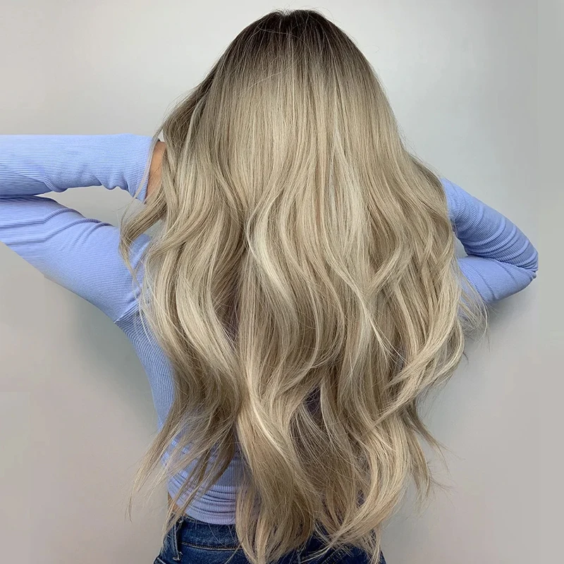 Парик для косплея из синтетического Аниме длинные волнистые волосы от чёрного до