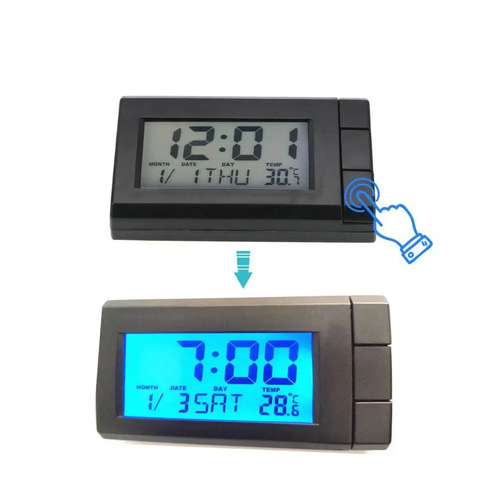 

1PC Car Automobile Digital Clock Thermometer Mini Auto Watch Automotive Month Date Backlight Car Decoration Ornament