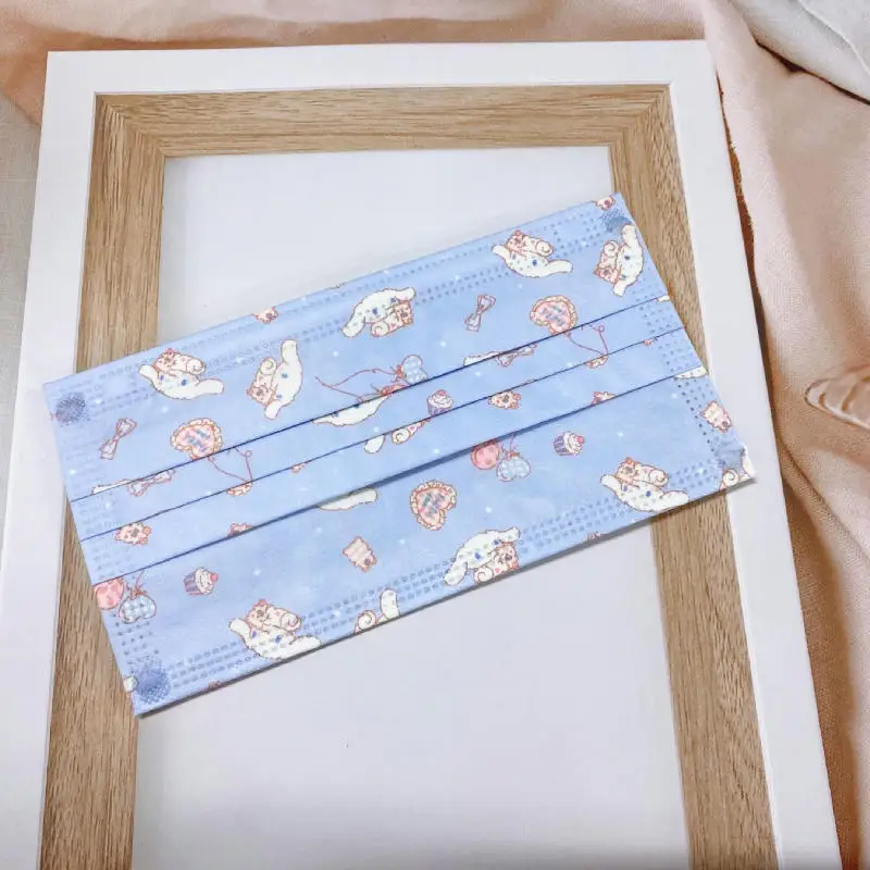

50Pcs Kawaii Cartoon Cute Cinnamoroll Disposable Protective Mask Adult Child Mask Three Layer Protection Boy Girl Gift No Box