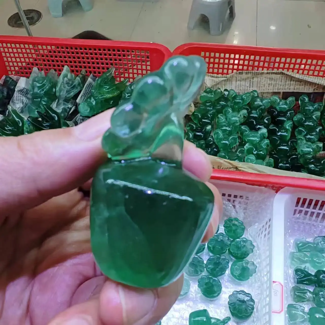 1 шт. натуральный зеленый фотокварцевый резной горшечный Подсолнух рейки