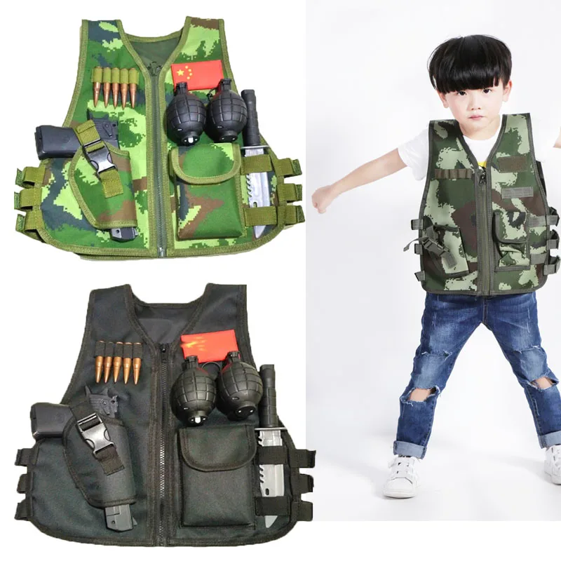 

Children Summer Camouflage Tactical Vest Body Armor Kids Camping Training Outdoor Performance CS War Game Hunting Waistcoat Tops