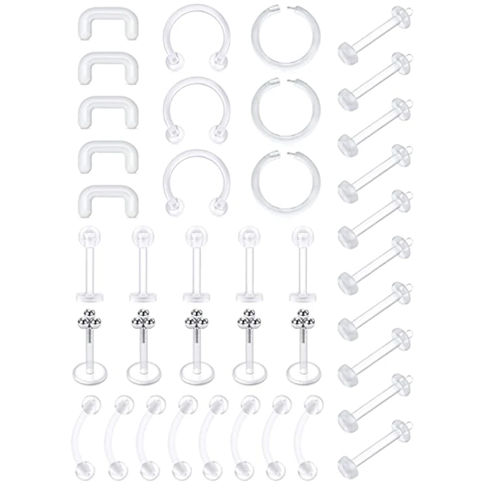 

Clear Flexible Forwards Helix Tragus Daith Rook Retainer Cartilage Earring Lip Rings Labret Monroe Plastic Piercing Retainers