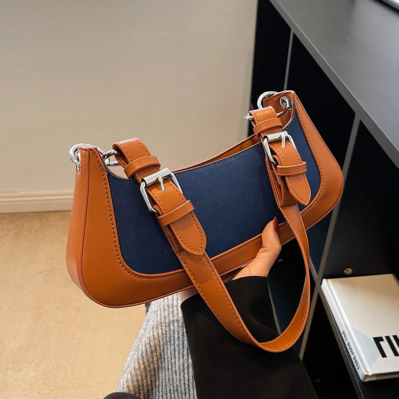 Simple Fashion PU Leather Texture Handbags Luxury Designer Ladies Underarm Bags for Women New Retro Shoulder Crossbody Bag