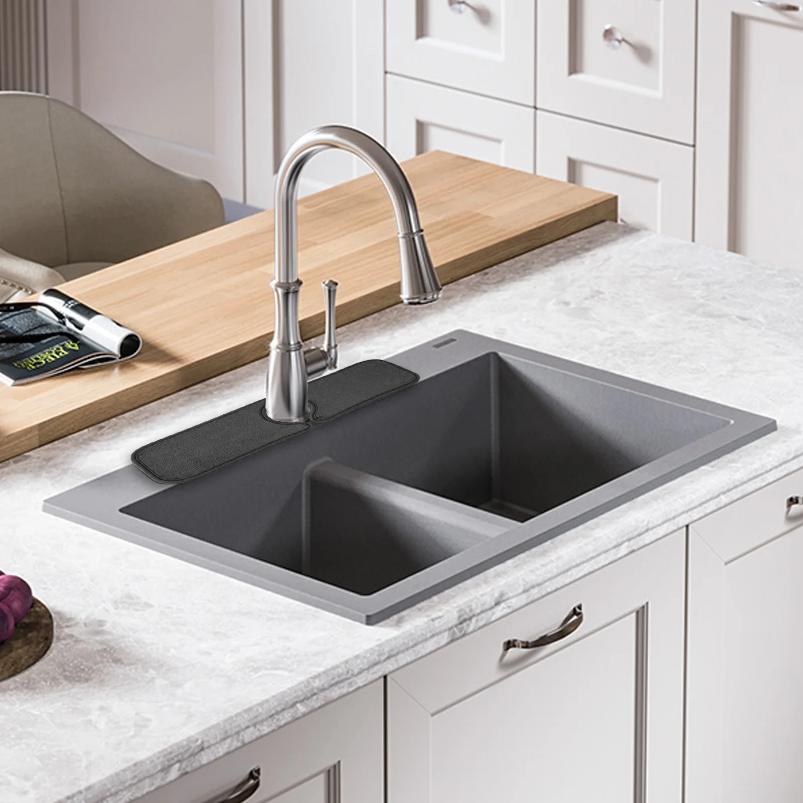 

Sink Splash Guard Sink Splash Guard Splash Water Catcher Mat Drying Mat For Kitchen Counter Wraparound Splash Catcher Drying Pad