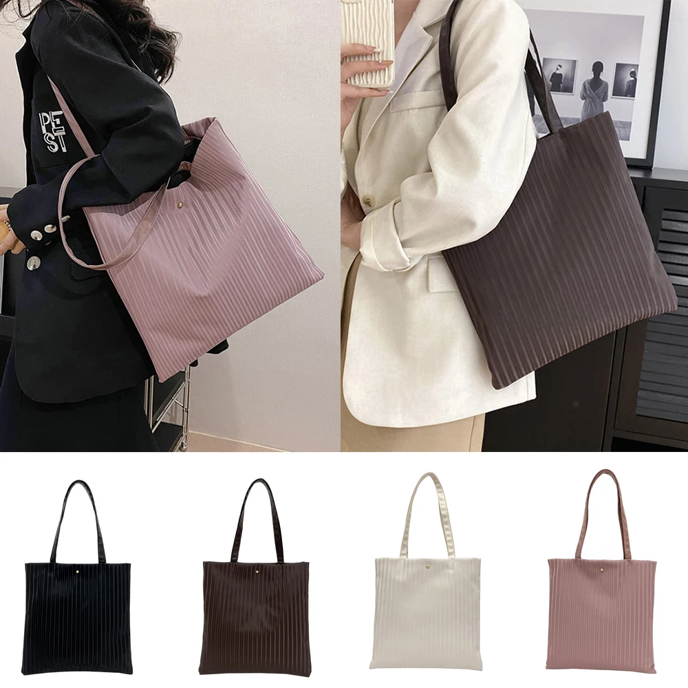 

Сумка-тоут женская Вельветовая на молнии, мягкая вместительная сумочка-мешок из искусственной кожи, саквояж в полоску, однотонный мешок, тренд