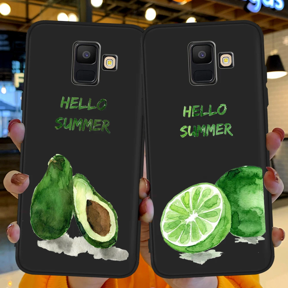 

Fashion fresh summer fruit avocado Silicone Funda for Samsung Galaxy A6 A7 A8 A10 A30 A50 A22 A32 A72 A82 J7 J8 Plus Phone Case