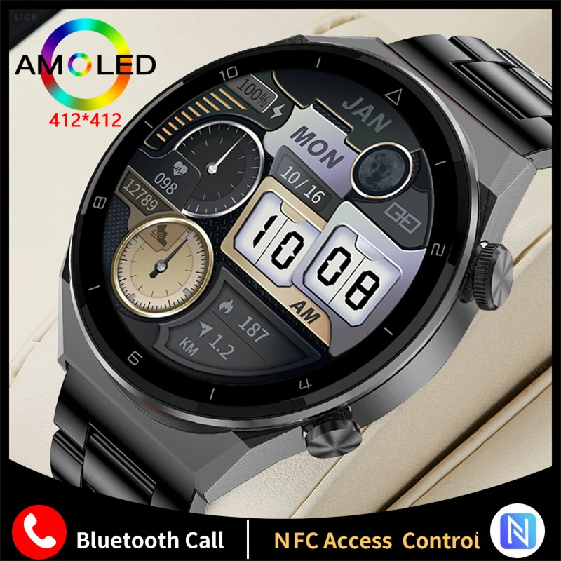 

LIGE New NFC Smart Watch 2022 Wireless Charging Smartwatch Bluetooth Calls Watches Men Women Fitness Bracelet Custom Watch Face