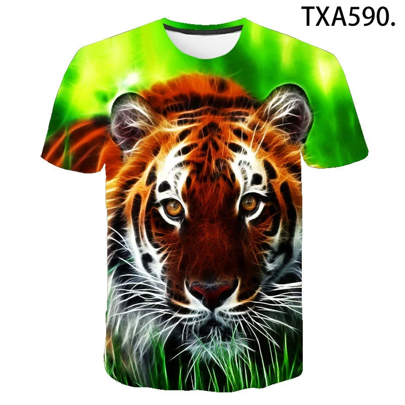 

2020 New Summer Tiger 3D T shirt Men Women Children Fashion Streetwear Boy Girl Kids Short Sleeve Printed T-shirt Cool Tops Tee