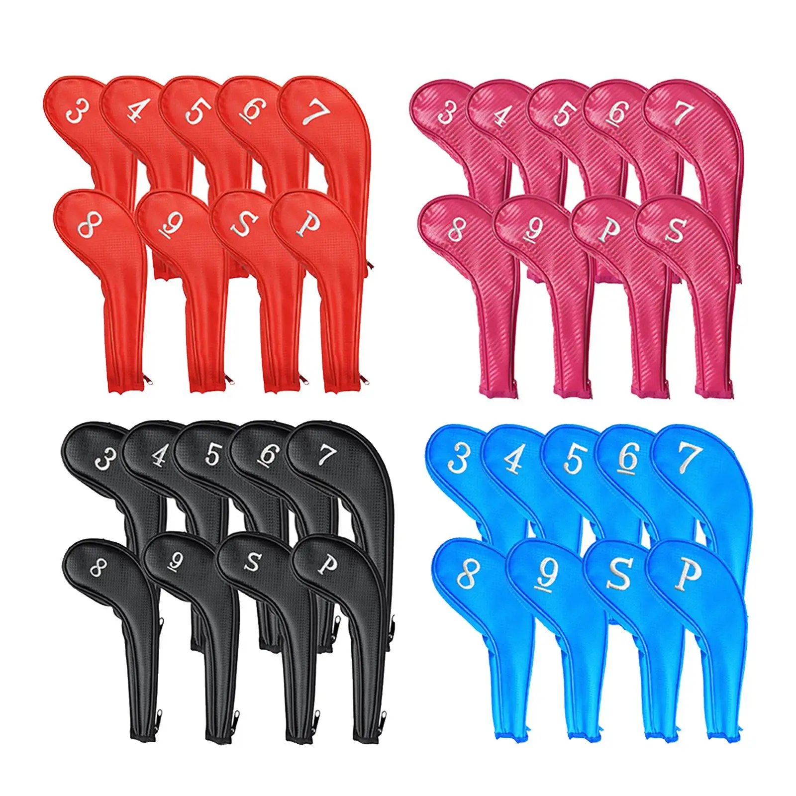 

9 Pieces Golf Iron Headcover Golf Club Head Cover w/ Number Embroideried PU