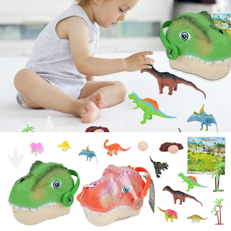

Набор сумок для головы динозавра, сумка-слинг для игрушек динозавров с игрушками для детей, Реалистичная и Веселая Детская сумка-слинг с динозавром для детского дня