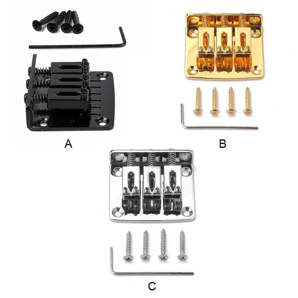 

Electric Guitar Bridge System with Spanner Metal 3-string Musical Instrument Part Repairing Kit Musician Beginner