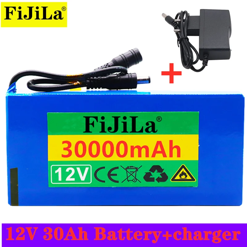 

100% High Quality Super Rechargeable Portable Lithium-ion Battery DC 12V 30000mAh With EU Plug 12.6v 30Ah battery pack+charger