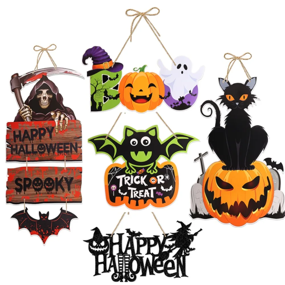 

Halloween Hanging Ornaments Paperboard Sign Pumpkin Ghost Spooky Hanger for Door Courtyard Halloween Party Decoration Kids Toys