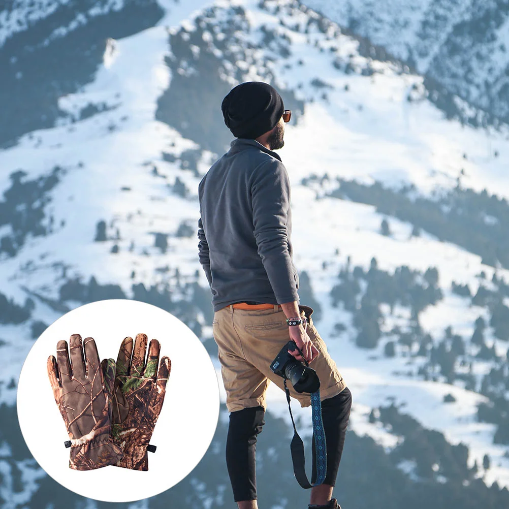 

Gloves Camo Camouflage Winter Weather Cold Finger Warm Full Outdoor Glove Gear Riding Men Cycling Windproof Mittens Archery