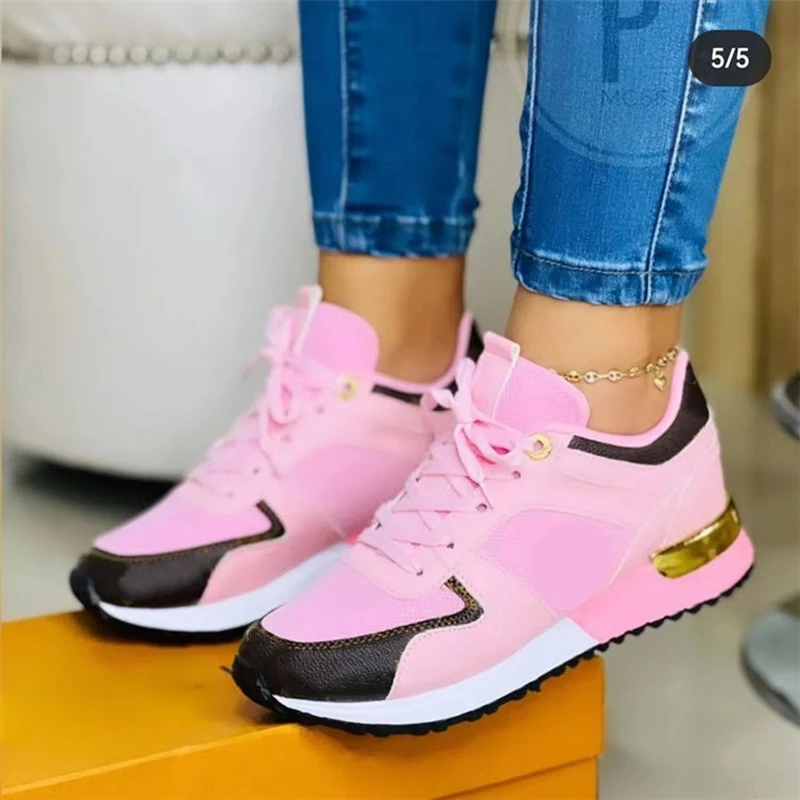 

Women Sneakers Mesh Patchwork Lace Up Ladies Flats Outdoor Running Walking Shoes Comfortable Breathable Female Footwear