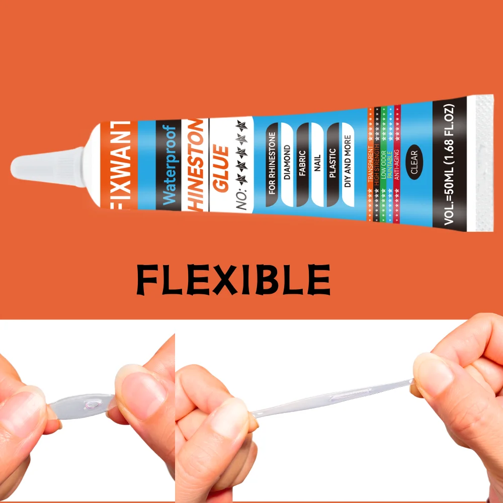 50 мл FIXWANT клей-гель со стразами прозрачный цветной липкий гель для маникюра