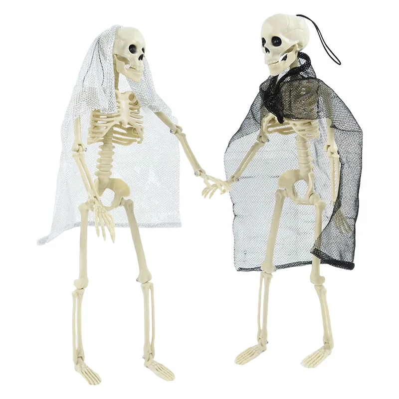 40CM Simulation Humans Skeleton Haunted House Skull Model Halloween Party Decoration Horror Props Kids Favor Tricky Toy |