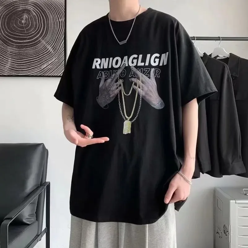 Футболка мужская с коротким рукавом модная Свободная рубашка в стиле хип-хоп