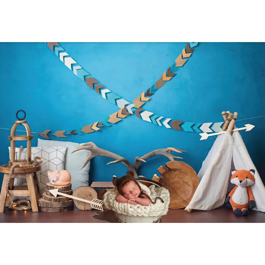 Фон Mehofond для портретной фотосъемки новорожденных с воздушными шарами и звездами