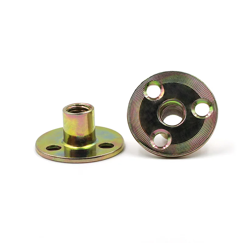 

10pcs High Quality Carbon Steel Flange Coupling With M6 M8 M10 M12 Thread Zinc Plating Three Hole Lock Nut Furniture Fastener