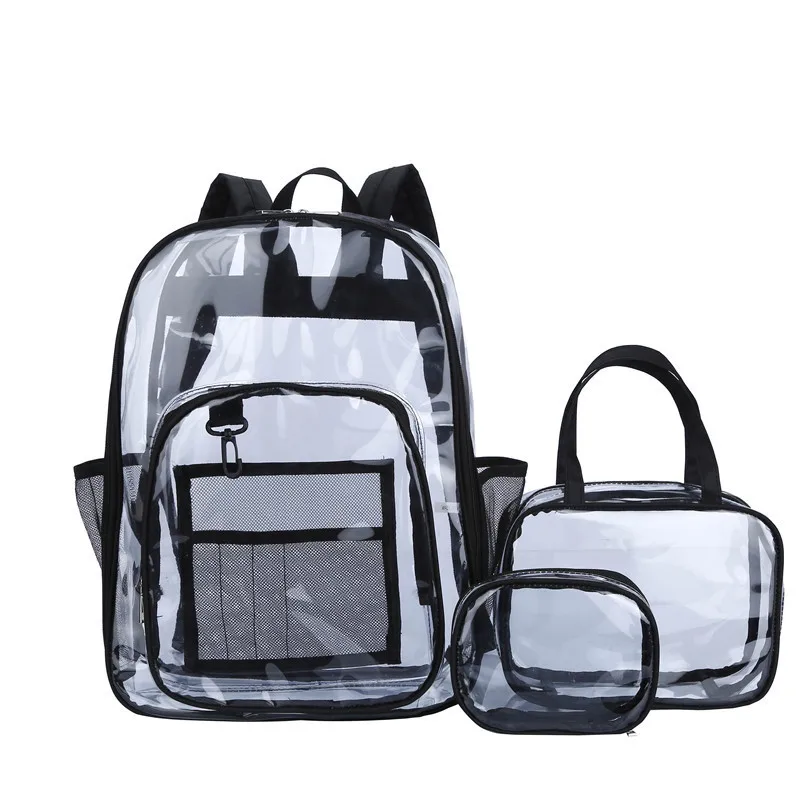 

Designer Backpack Transparent Backpack PVC BACKPACK large capacity student schoolbag manufacturer direct sales printed logo