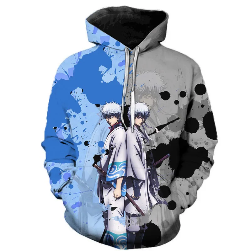 

2023 Anime Gintama Hoodies Anime Fashion Printed Harajuku Streetwear Pullover Boys Girl Cute Coat Men Women 3D Oversized Hoodies