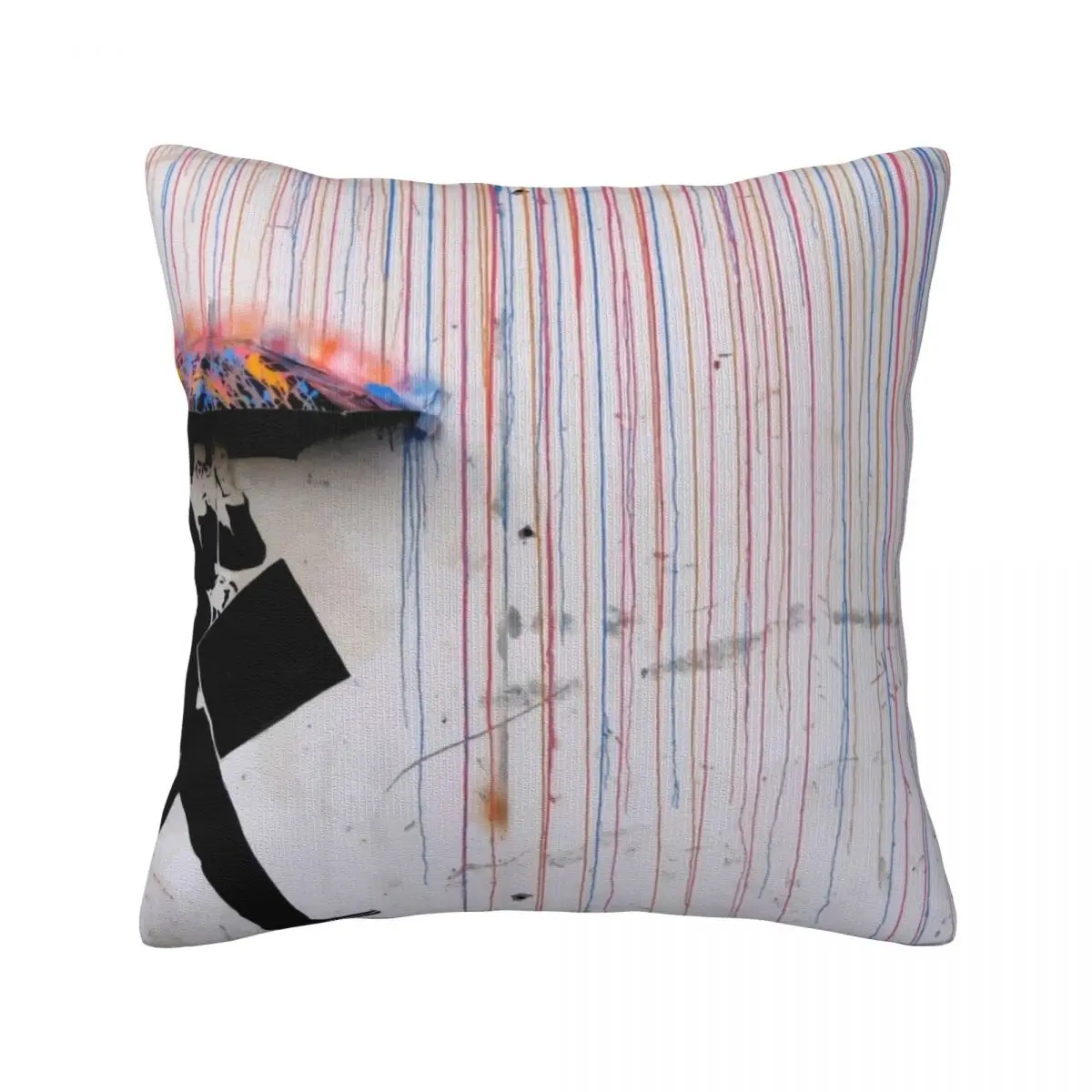 

Черная Радужная подушка в форме зонтика Бэнкси для счастливой девушки, искусство, цветы, сердце, Весенняя квадратная наволочка из полиэстера, чехол на молнии для спальни