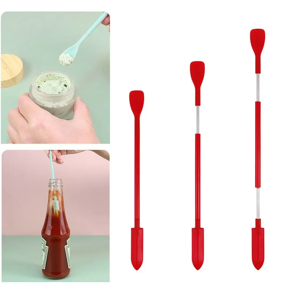 

Retractable Double-Headed Scraper Silicone Small Tip Spatula Spoon Cosmetics Heat-Resistant Spatula Foundation Makeup Tools