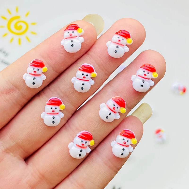 

50 шт. новые милые смоляные мультяшные рождественские снеговики с плоской задней частью, каменные фигурки, ювелирные изделия «сделай сам», свадебные аксессуары для скрапбукинга, маникюрные аксессуары A38