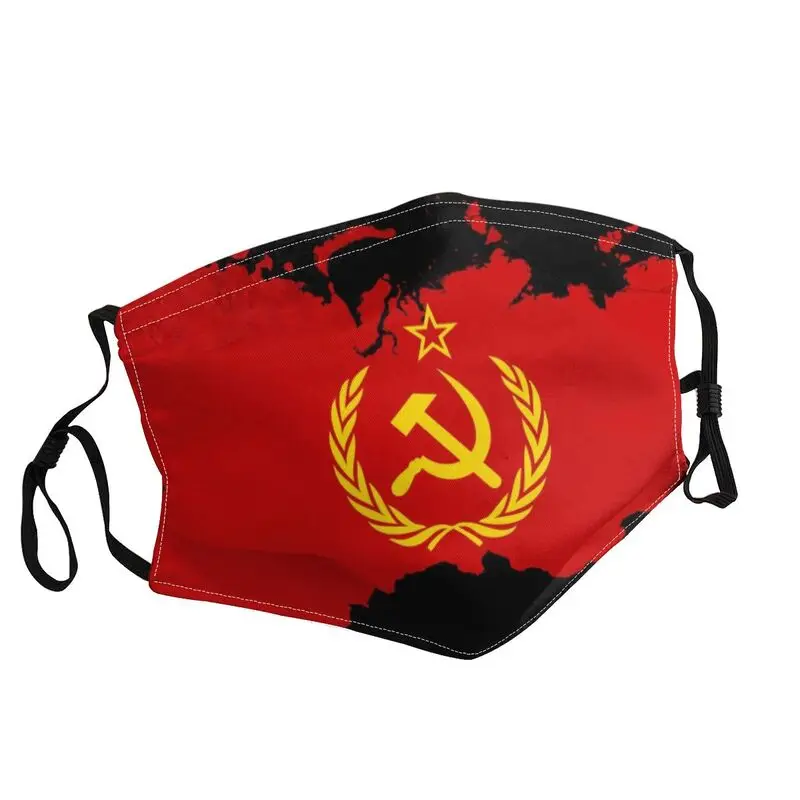

USSR CCCP Soviet Union Flag Map Mouth Face Mask Breathable Russian Mask Adult Anti Dust Protection Respirator Mouth-Muffle