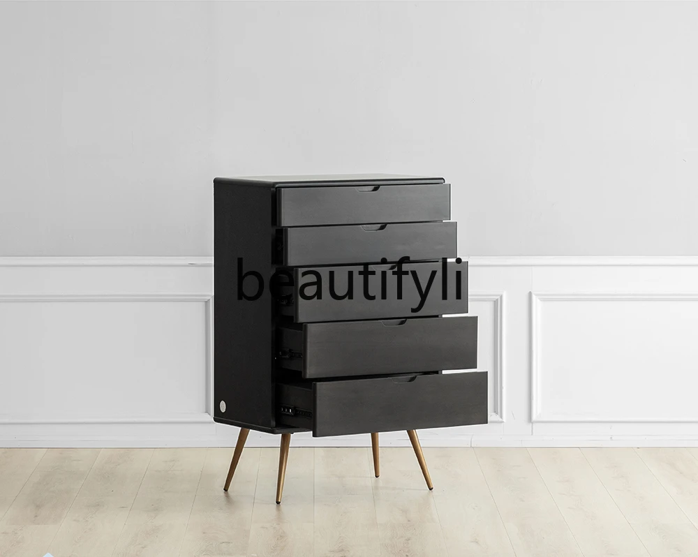 Комод из черной смородины массив вишневого дерева современный черный комод в