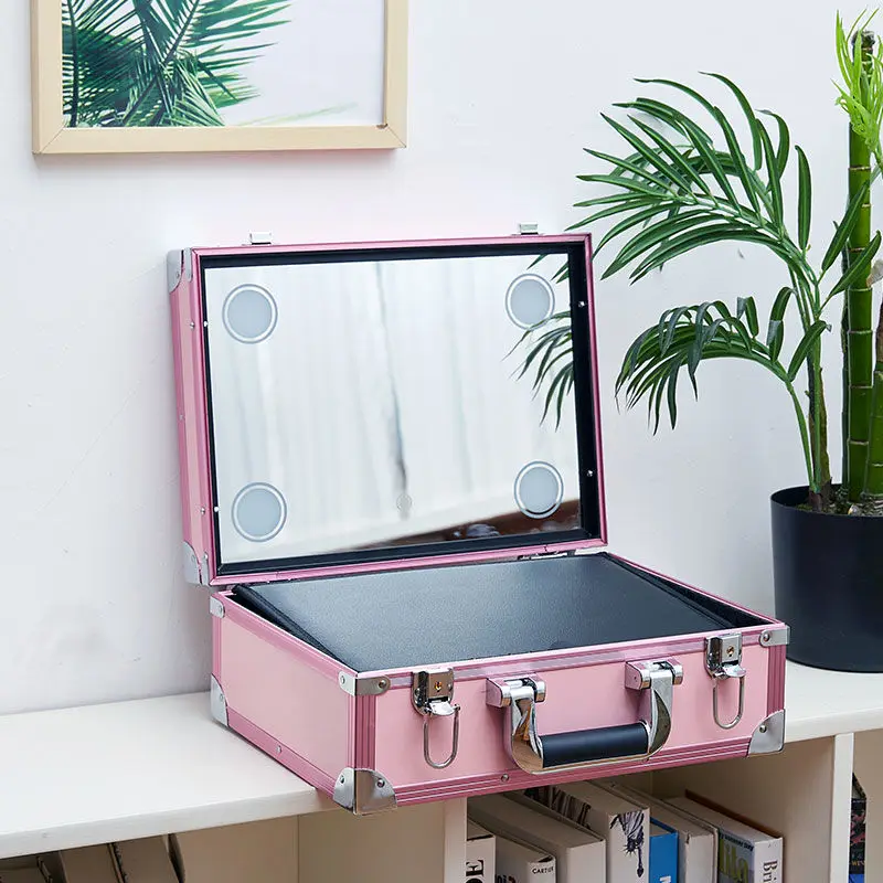 Косметичка 2022 Новая женская портативная с ярким освещением для домашней косметики, большое хранение макияжа.