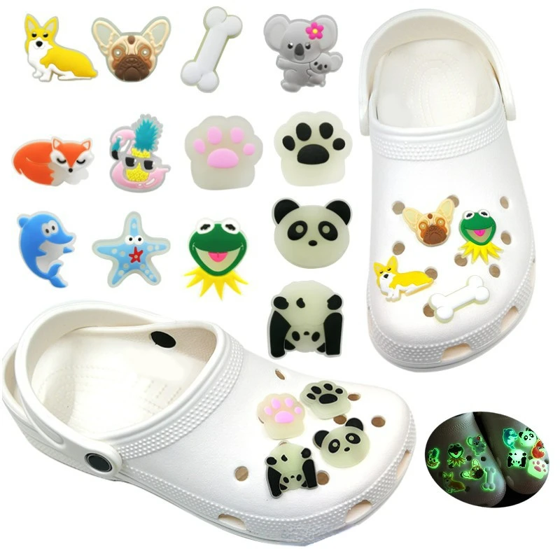 

Cartoon Animal Luminescence Shoe Charms PVC Cute Garden Shoes Decoration DIY Jewelry for Cross Accessories Decoration Kids Gifte