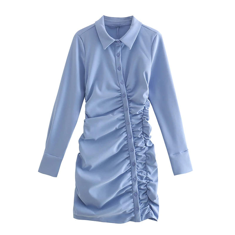 SIYANG: женские модные Асимметричные мини-платья на пуговицах с рюшами женское