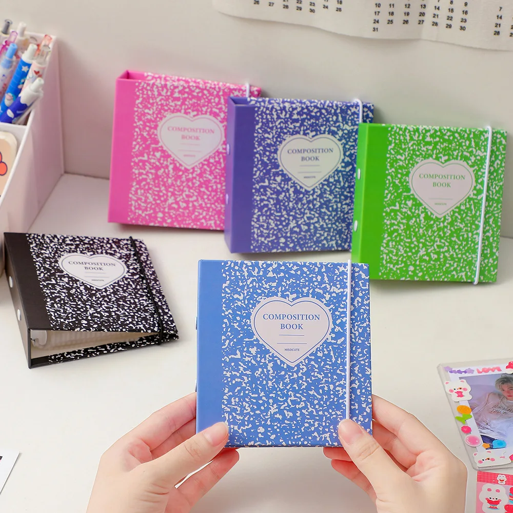

MINKYS Kawaii Love Heart Marble 1/2/3 inch Kpop Photocards Collect Book Photo Cards Mini Binder Album Stationery