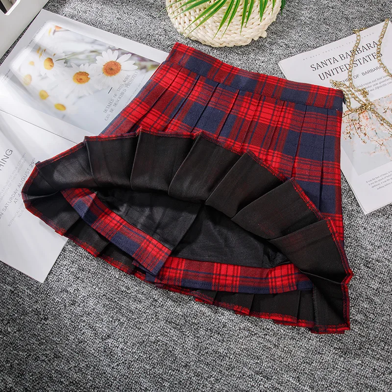 

High Waist Plaid Short Skirt Women A-line Skirt Red Lattice Skirt Summer 2022 New Vintage Party Clubwear Sexy Pleated Skirt